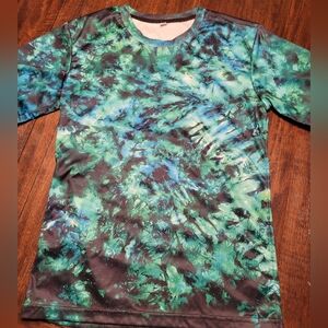 Source Unknown Tie-Dye Look Green Blue Short Sleeve Tee